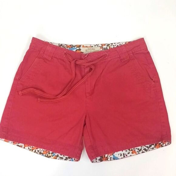 Natural Reflections coral shorts reversible floral hemline and drawstring waist - Picture 2 of 8